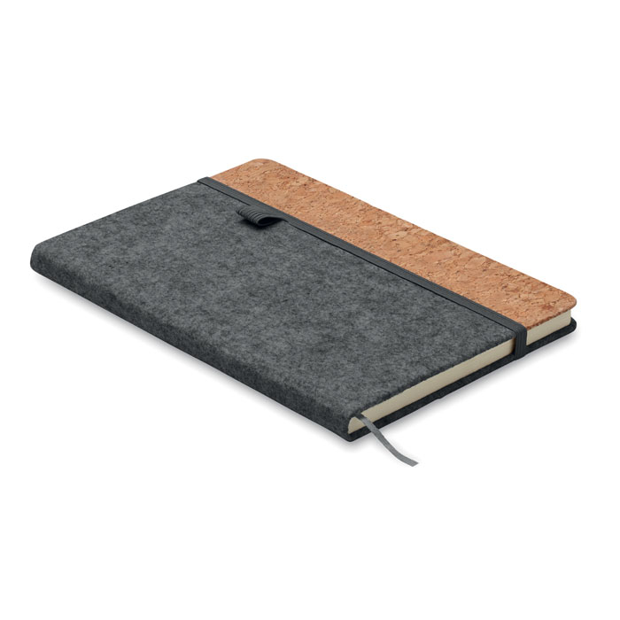 Carnet A5 personnalisable en liège et rPET CORKBOOK gris pierre